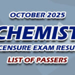 Chemist Licensure Exam Result October 2025 - LIST OF PASSERS