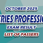 Fisheries Professional Exam Result October 2025 - LIST OF PASSERS