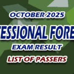 Professional Forester Exam Result October 2025 - LIST OF PASSERS