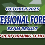 Professional Forester Exam Result October 2025 - TOP PERFORMING SCHOOLS