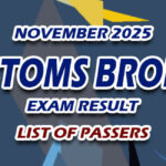 Customs Broker Exam Result November 2025 - LIST OF PASSERS