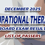 Occupational Therapist Board Exam Result December 2025 - LIST OF PASSERS