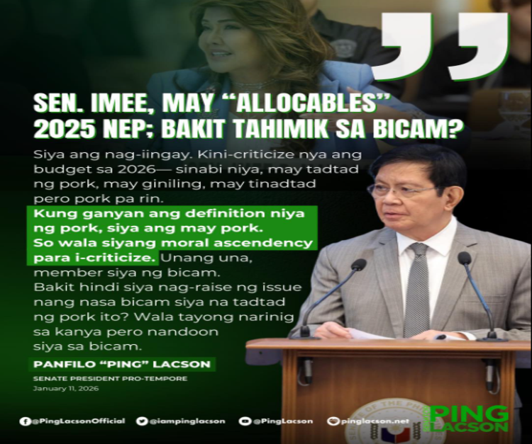 Senator Ping Lacson to Imee Marcos
