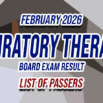Respiratory Therapist Board Exam Result February 2026 - LIST OF PASSERS